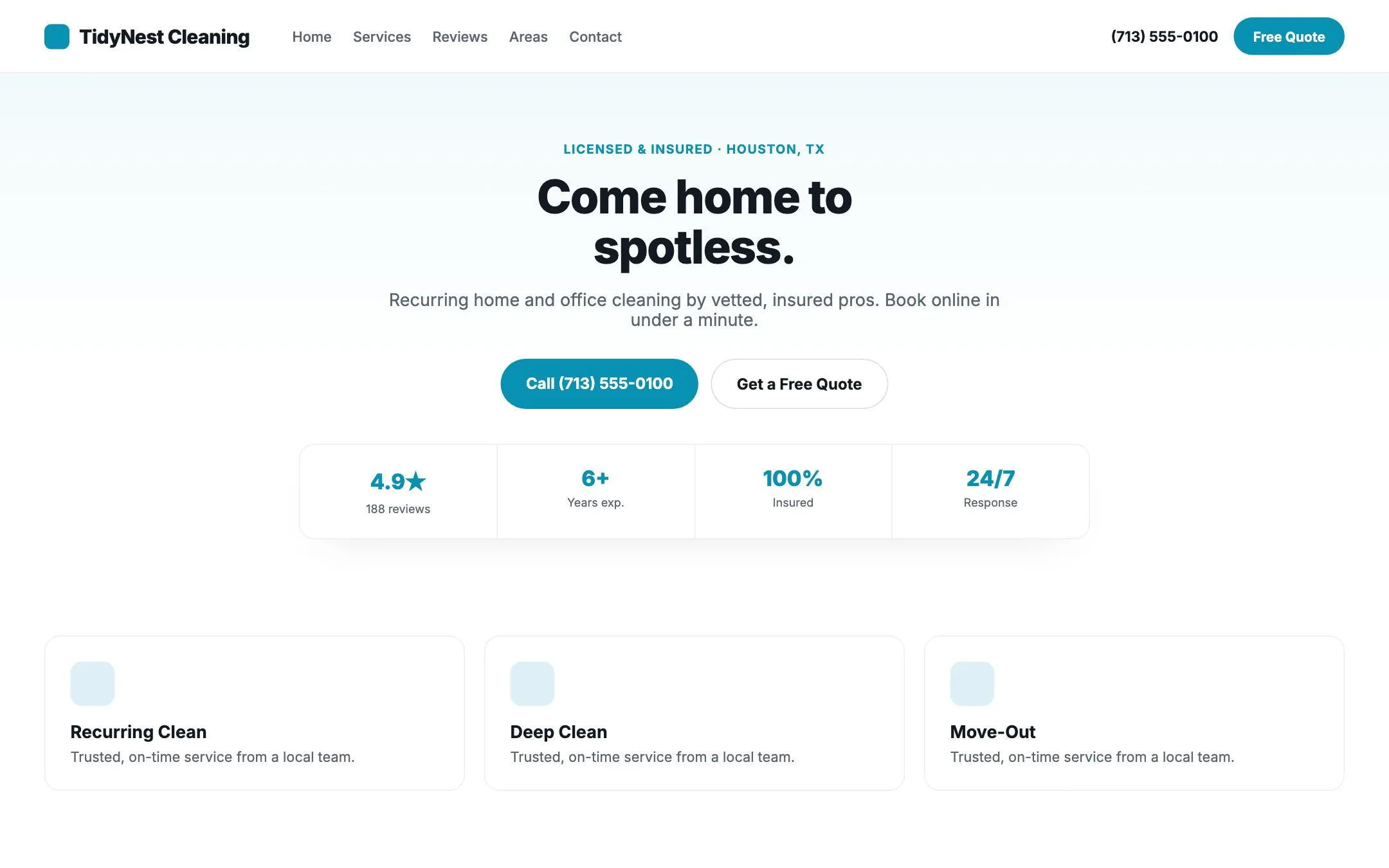 Example cleaning website design