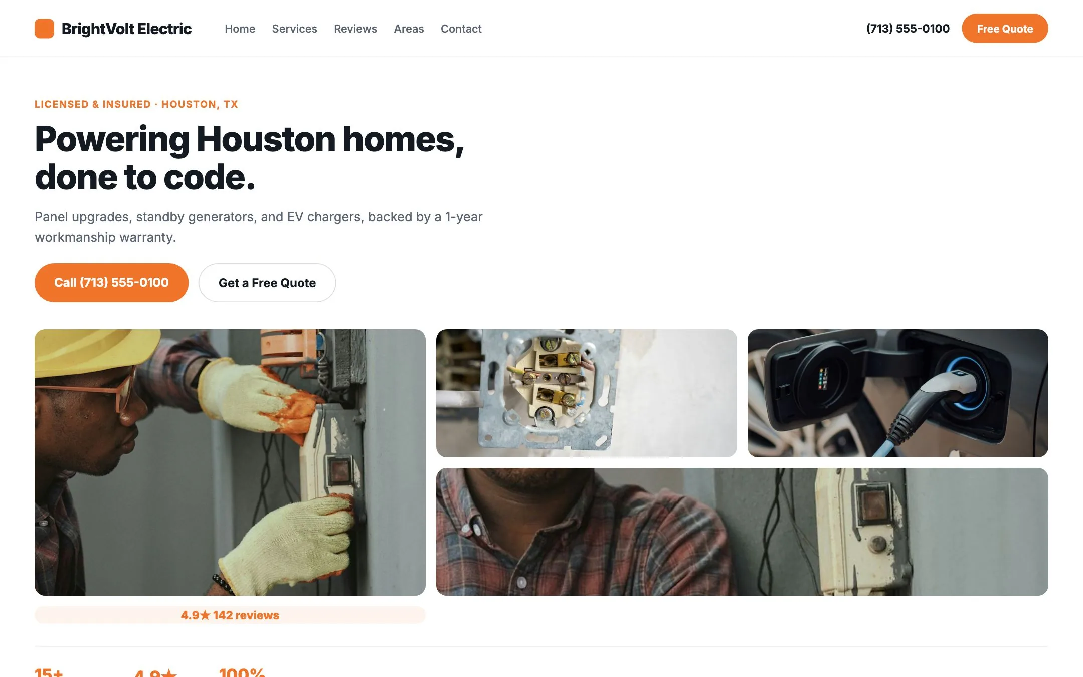 Example electricians website design