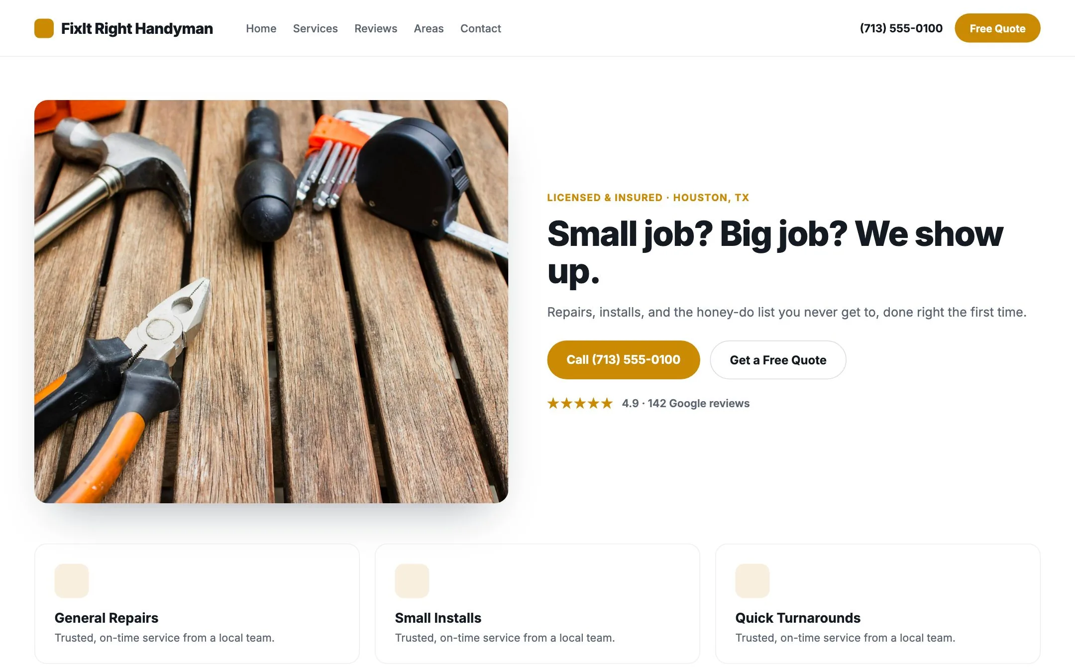 Example general handyman website design