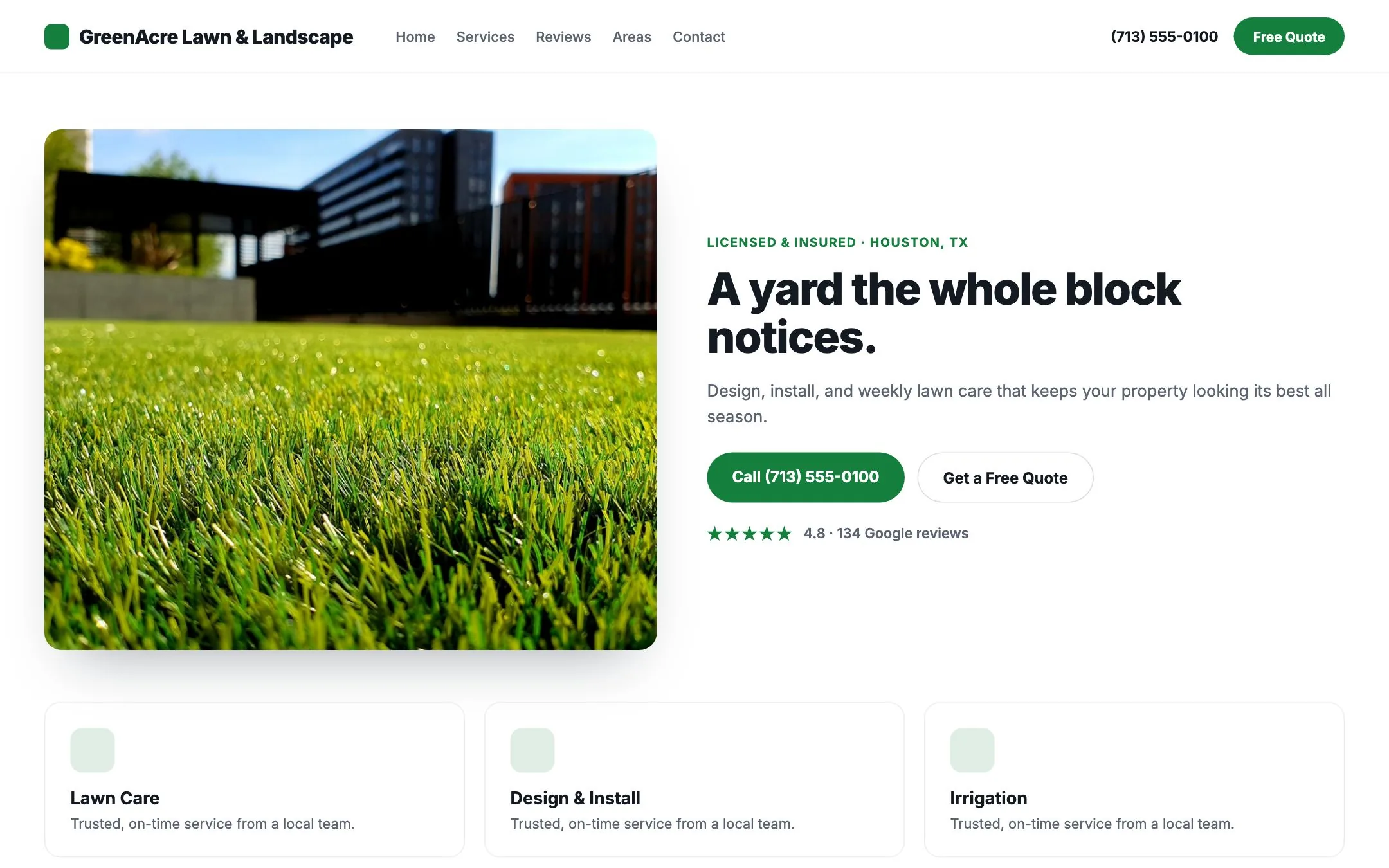 Example landscapers website design