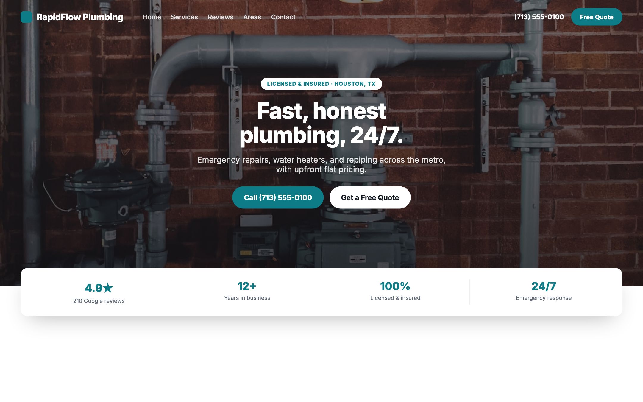 Example plumbers website design