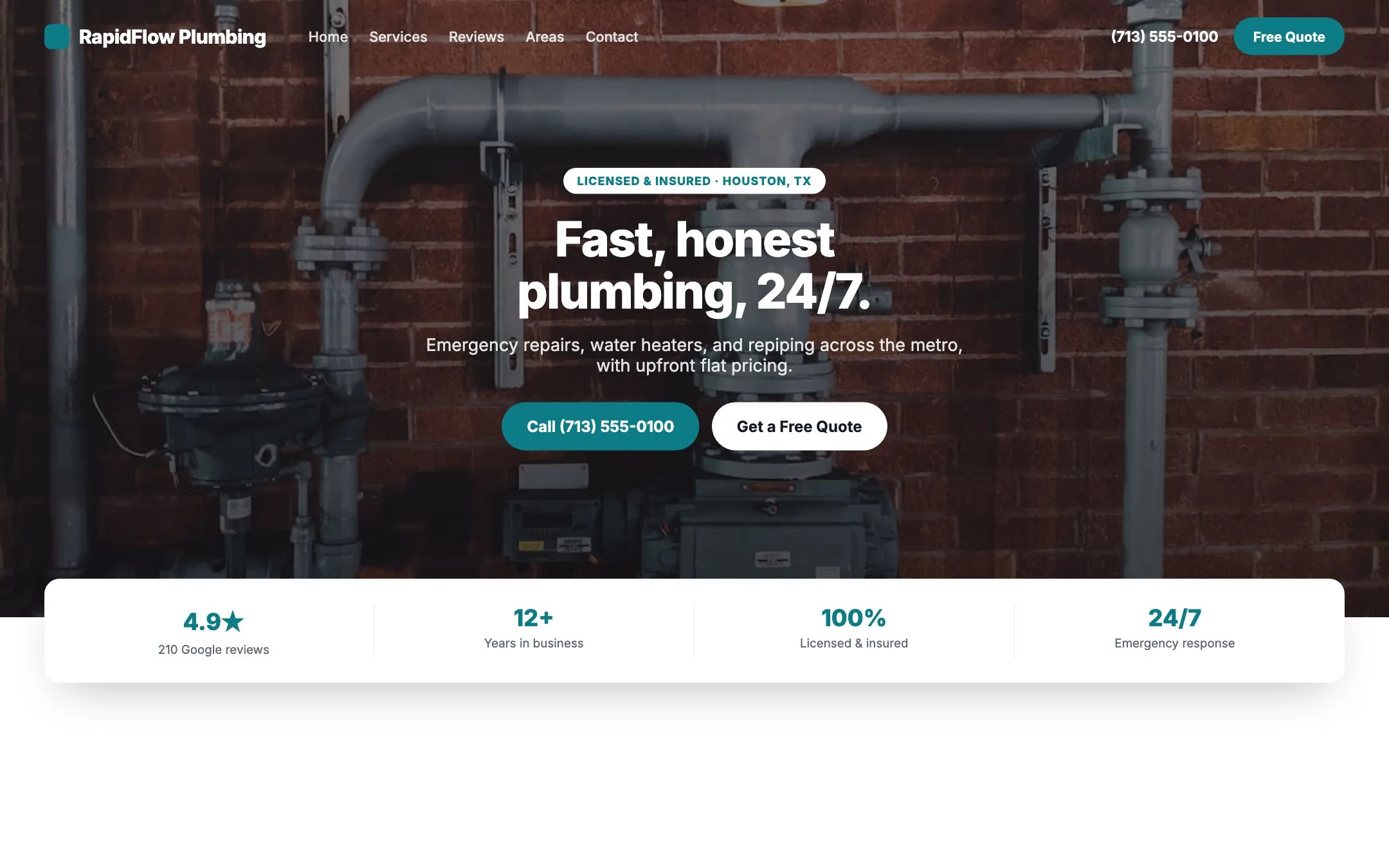 Example plumbers website design